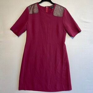 Marc by Marc Jacobs Merlot Leather Patch Shift‎ Dress Size 12